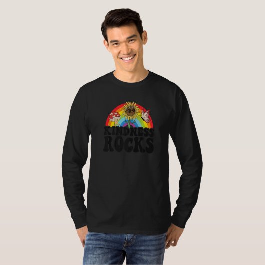 T-shirt Anti Bullying Hippie Retro Teacher Rainbow Kindnes (Devant entier)