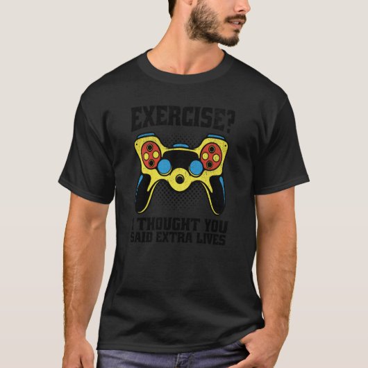 T-shirt Anti Exercice Gamer PC Gaming Console Gaming Retro (Devant)