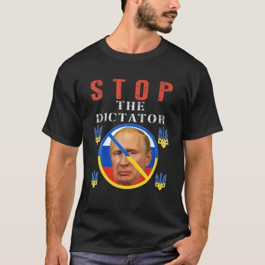 T-shirt Anti Poutine, Stop Poutine, Fierté ukrainienne, Dr (Devant)