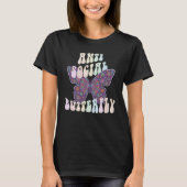 T-shirt ANTI SOCIAL BUTTERFLY CLUB Shy Retro Introvert (Devant)