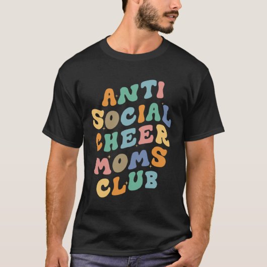 T-shirt Anti Social Cheer Moms Club Maman Dit Retro Groo (Devant)