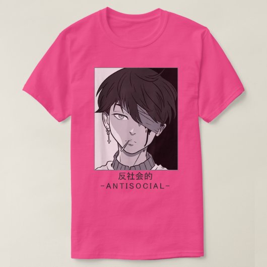 T-shirt Anti-social Text Vaporwave Anime Japanese Aestheti (Design devant)
