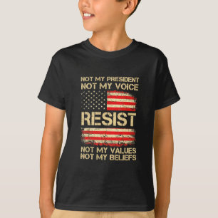 T-shirt Anti-trump Résister Pas Mon Président Drapeau Amér