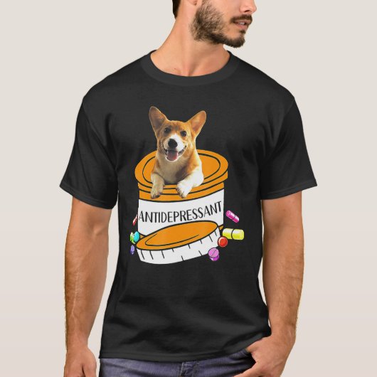 T-shirt Antidépresseur de Corgi (Devant)