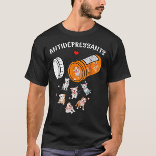 T-shirt Antidépresseur mignon avec Pitbull Dog