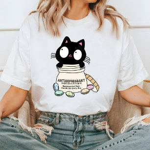 T-shirt antidépresseur pour chat de dessin animé, 
