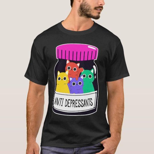 T-shirt Antidépresseurs Boîte à pilules avec Chats Antidép (Devant)