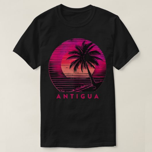 T-shirt Antigua Barbuda Beach Palm Trees été coucher de so (Design devant)