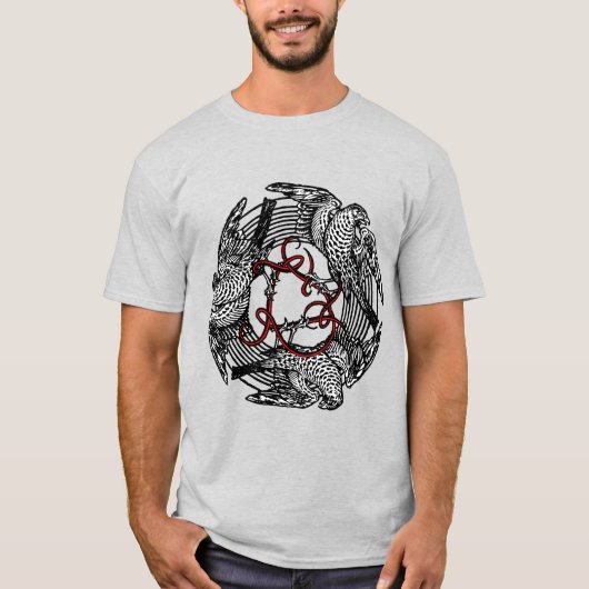 T-shirt Antique Bookplate Trois Hawks William de Morgan (Devant)