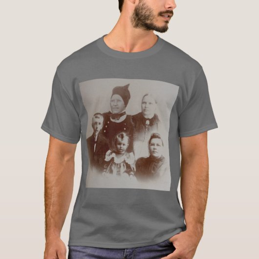 T-shirt Antique Famille Collage Photo B&W Image (Devant)