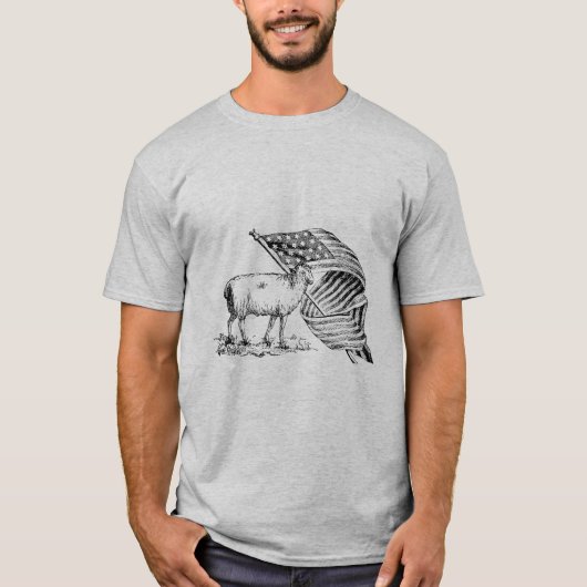 T-shirt Antique Patriotique Américain Sheep (Devant)