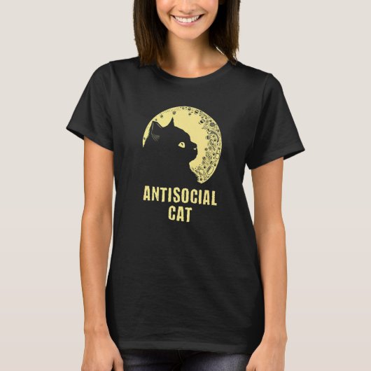 T-shirt Antisocial Cat  Cat  Humor Kitten Introvert (Devant)