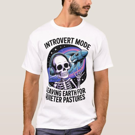 T-shirt Antisocial Introvert Funny Skeleton Espace Alien (Devant)