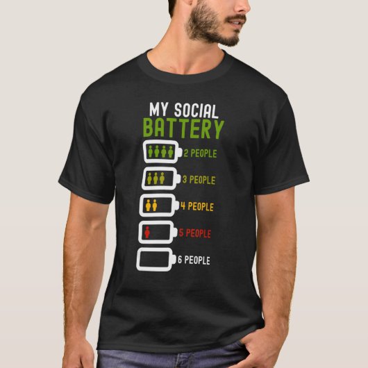 T-shirt Antisocial Introverti Introvert Loner Batterie bas (Devant)