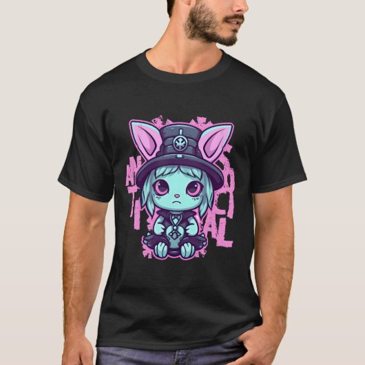 T-shirt Antisocial Kawaii Pastel Goth Cat Gothic Hera (Devant)