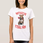 T-shirt Antisocial Pitbull Maman Introvert Chien mignon Pi (Devant)
