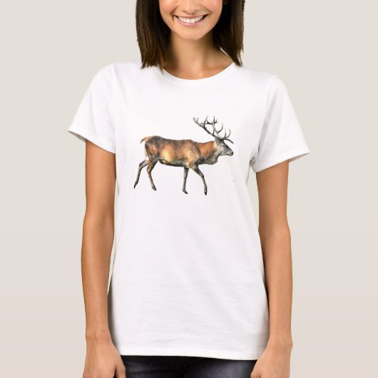T-shirt Antlered Deer Stag Wildlife Art (Devant)