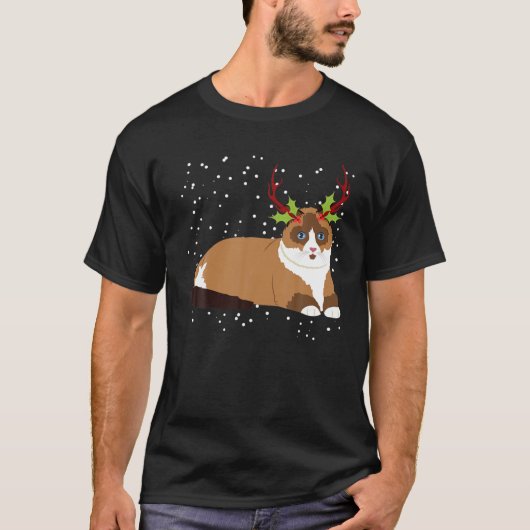 T-shirt Antlers de Noël Ragdoll Chat Reindeer (Devant)