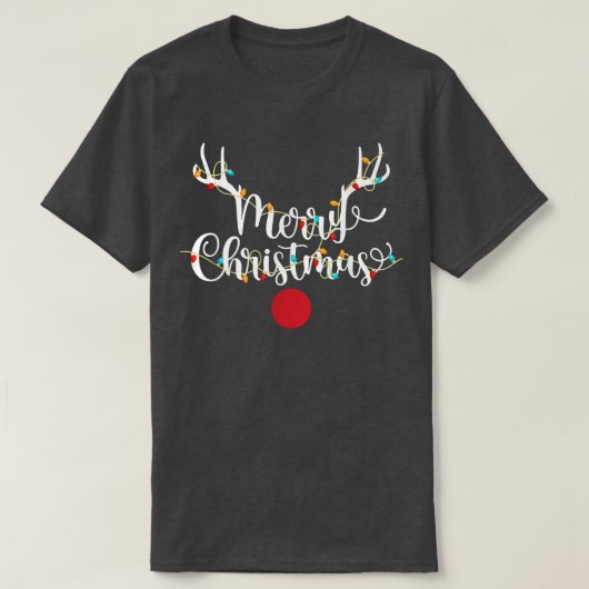 T-shirt Antlers lumières de Noël Reinder Visage Rudolph Ro (Design devant)