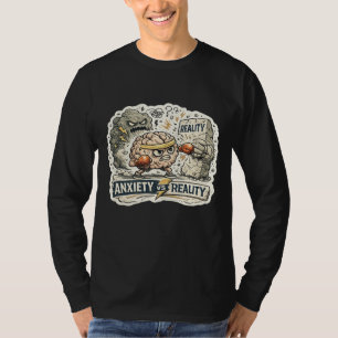 T-shirt Anxiété vs Réalité Humour Mental Drôle Il