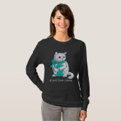 T-shirt Anxiety Disorder Awareness Month Teal Ribbon Cat (Devant entier)