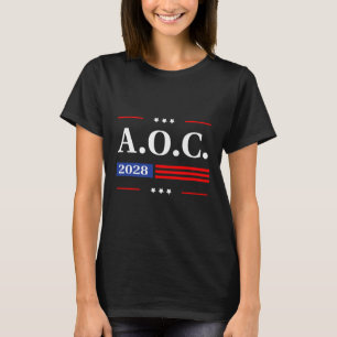 T-shirt Aoc 2028 A.o.c. 2028 Pour Président American Flag
