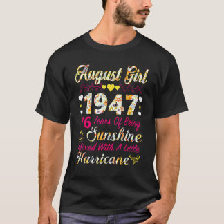 T-shirt Août 1947 76e anniversaire pour les filles