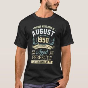 T-shirt Août 1950 72e anniversaire 72 ans Hommes