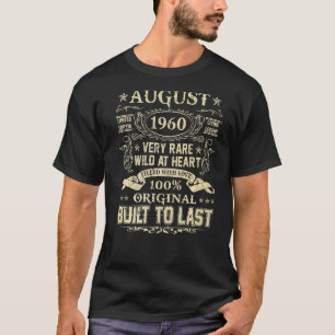 T-shirt Août 1960 62 Ans 62e Anniversaire