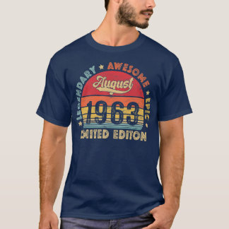 T-shirt Août 1963 59th Birthday Legendary Awesome Epic S