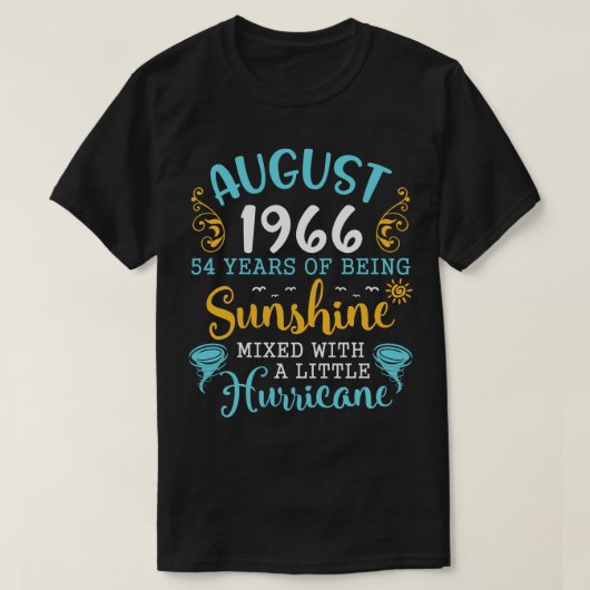 T-shirt Août 1966 Joyeux Anniversaire 54 Ans D'Être Sunsh (Design devant)
