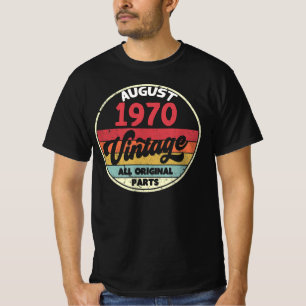 T-shirt Août 1970 Vintage Tous les cadeaux d'origine