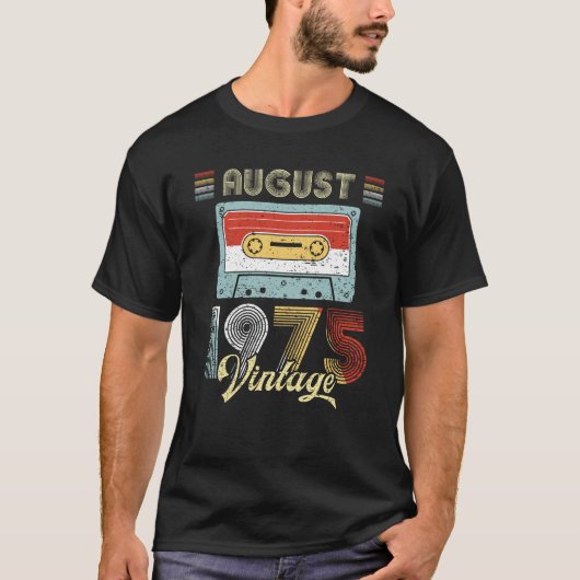T-shirt Août 1975 enregistreur à cassettes vintage (Devant)