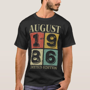 T-shirt Août 1986 35ème Année Anniversaire Cadeau Pour Hom