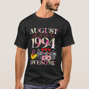 T-shirt Août 1994 Floral 30e Anniversaire 30 Ans D'Être