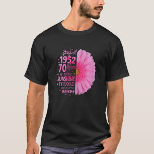 T-shirt Août Fille 1952 70 ans 70e anniversaire