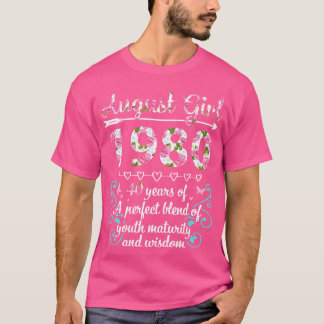 T-shirt Août Fille 1980 Joyeux Anniversaire 40 Ans D'Un Pe