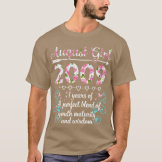 T-shirt Août Fille 2009 Joyeux Anniversaire 11 Ans D'Un Pe