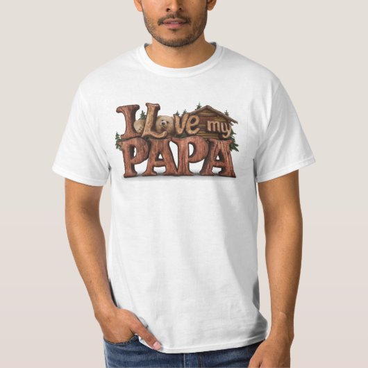 T-shirt *~* AP86 J'AIME MA Fête des pères PAPA Rustique (Devant)