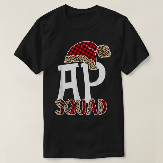 T-shirt AP Squad Santa Hat Buffalo Plaid Leopard Funny  (Design devant)