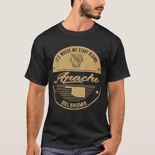 T-shirt Apache Oklahoma C'est là que commence mon histoire (Devant)