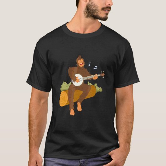 T-shirt Ape Singe Jouer Banjos Music Strings Instrument (Devant)