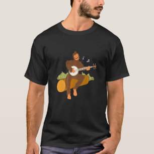 T-shirt Ape Singe Jouer Banjos Music Strings Instrument