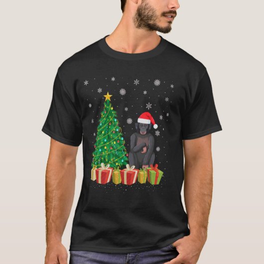 T-shirt Ape Xmas Arbre Éclairage Santa Hat Ape Noël (Devant)
