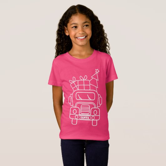 T-Shirt Aperçu camion de Noël Père Noël voiture vue avant (Devant entier)