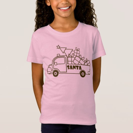 T-Shirt Aperçu camion de Noël Père Noël vue côté voiture (Devant)