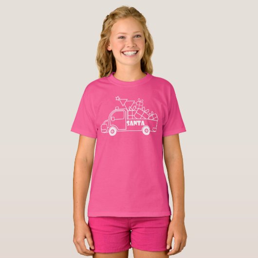 T-shirt Aperçu camion de Noël Père Noël vue côté voiture (Devant entier)