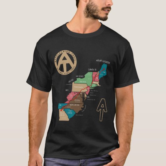 T-shirt Appalachian Trail Hiking Map (Devant)