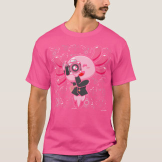 T-shirt Appareil photo Kawaii Axolotl Photographe mignon P