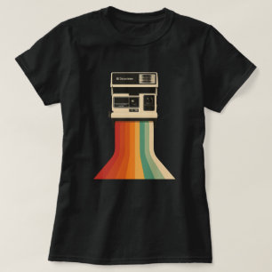 T-shirt Appareil photo rétro avec impression arc-en-ciel